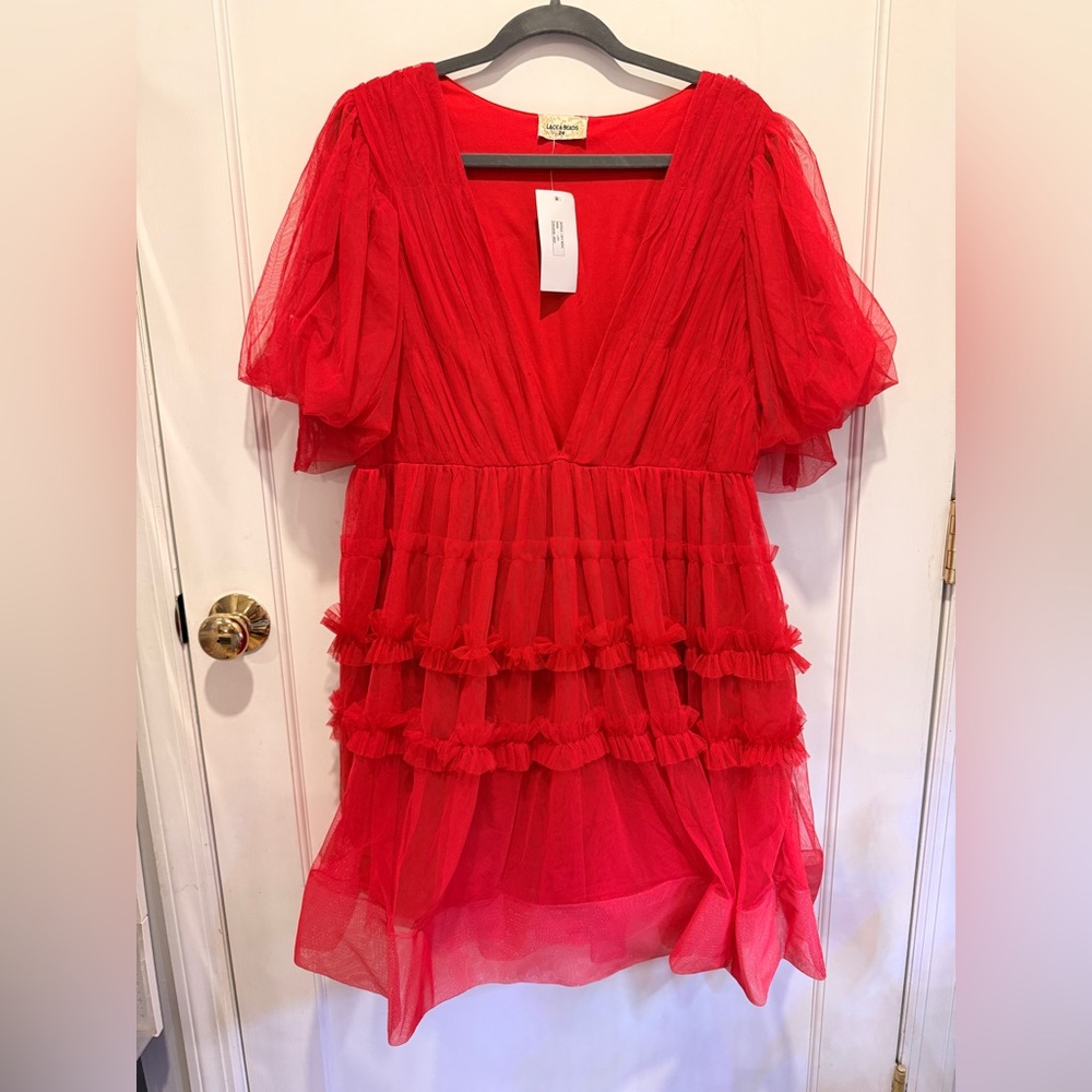 Chic Red Ruffled Prom Dress